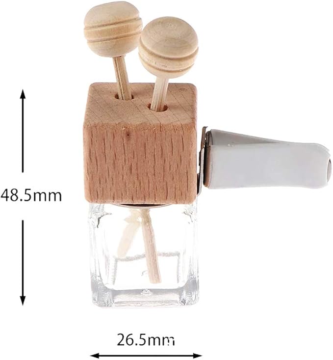 20 Pack,8ml Clear Glass Car Air Freshener Perfume Clip Diffuser,Empty Essential Oil Perfume Vials Diffuser Vent Outlet,Thick Glass Ornament with Wooden Caps,Free Funnel,Dropper