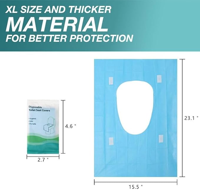 Disposable Waterproof Toilet Seat Covers (10-Pack) – Individually Wrapped XL Portable Potty Liners for Travel, Kids & Adults – Non-Flushable Hygienic Public Restroom Protector, Universal Fit