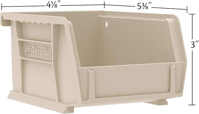 Akro-Mils 30210 AkroBins Plastic Storage Bins, Space-Saving Stackable Bins for Garage, Pantry, Craft Organization, 5-" x 4-" x 3-", Black, 24-Pack