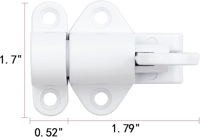 4 Packs Self-Closing Latches，White Spring Door Lock，Resilient Bolt Latch Aluminum Alloy Safety Automatic Spring Barrel Slide Door Lock with Screws,Used for Gate,Window and Cabinet etc