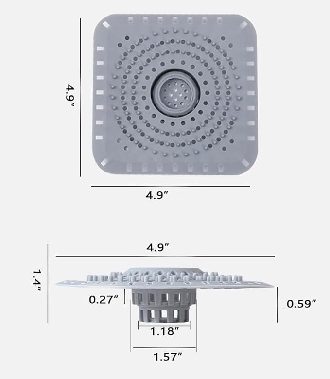 Drain Hair Catcher, Bathtub Drain Protecto 2 PCS （Gray Square）