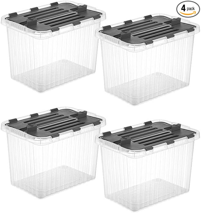 Superio 26 L Deep Storage Container with Hinged Lid (4 Pack)