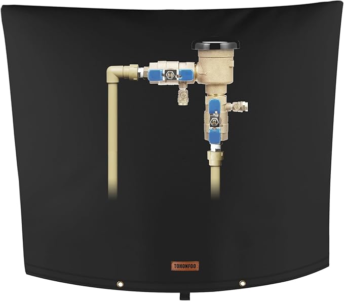 Backflow Preventer Pipe Insulation Cover (5°F) - Irrigation Sprinkler Valve Insulated Pouch - Water Well Pump Cover - Sturdy 5 Layers for Winter Freeze Protection, 28" W x 20" H, Black