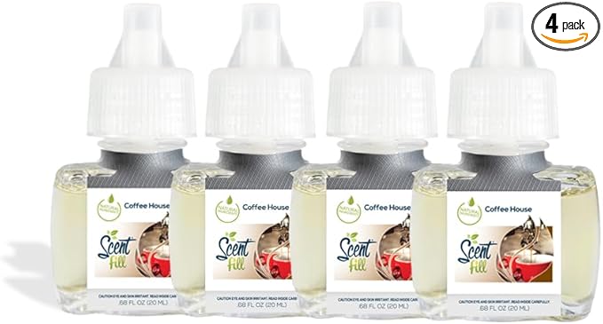 Scent Fill Coffee House Plug in Air Freshener, 4 Scented Oil Refills
