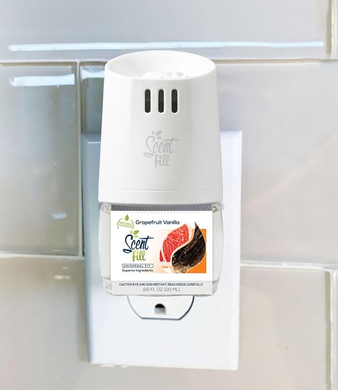 Scent Fill Grapefruit Vanilla Plug in Air Freshener, 4 Scented Oil Refills