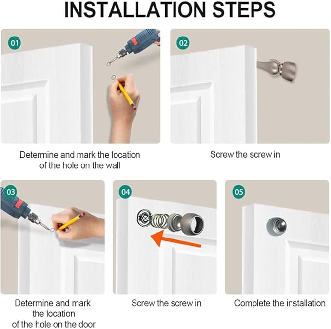 Magnetic Door Stop, Magnetic Door Catch, Door Holder, Door Stops, Wall Mounted, Floor Mounted, Door Banging Prevention (White, Small x 2pack)