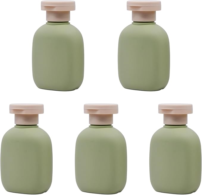 3.4 oz Leak-Proof Travel Bottles (5 Pack) - Plastic Squeeze Containers for Shampoo, Toiletries & Liquids, Food Grade HDPE/PP, Airplane Compliant Essentials - Ocean Green