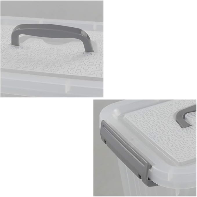 6-Pack Plastic Storage Box, 6 L Clear Storage Bins with Lid