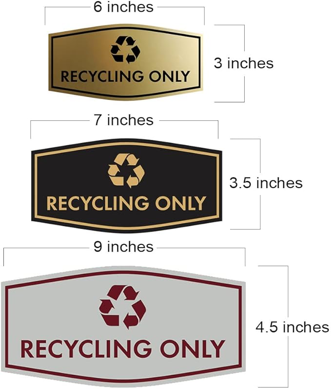 Fancy Recycling Only Sign (Brushed Gold) - Medium