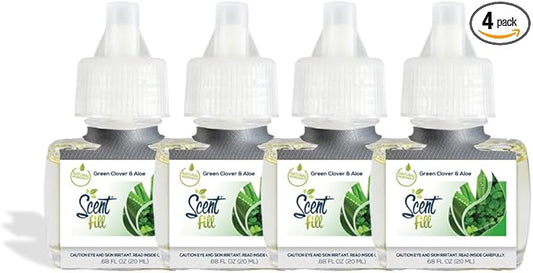 Scent Fill Green Clover & Aloe Plug in Air Freshener, 4 Scented Oil Refills