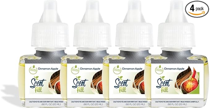Scent Fill Cinnamon Apple Plug in Air Freshener, 4 Scented Oil Refills