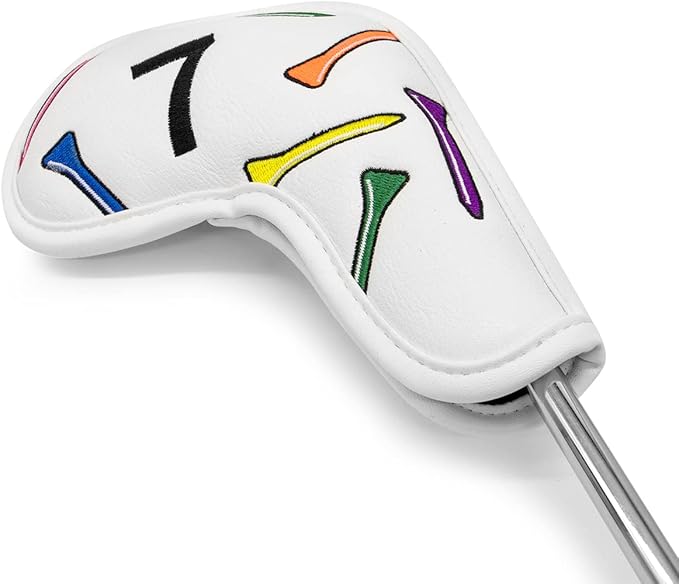 Golf Iron Head Covers 9/10pcs Leather Golf Club Covers for Iron with Magic Tape Fit Most Brand(Colorful Tee/10pcs)