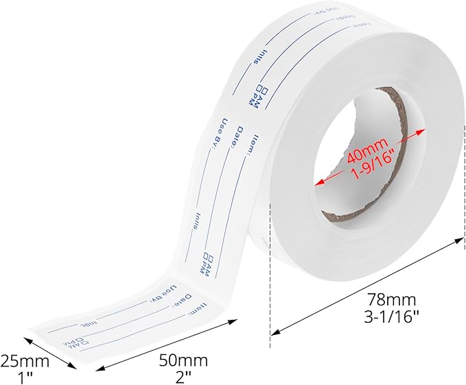 QWORK Dissolvable Food Labels (1000pcs) - 2 Rolls Removable Labels for Food Containers, Freezer Labels, Writeable Date Labels