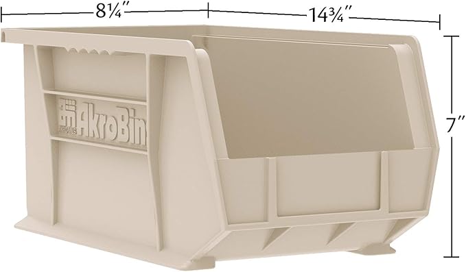 Akro-Mils 30240 AkroBins Plastic Storage Bins, Space-Saving Stackable Bins for Garage, Pantry, Craft Organization, 15-Inch x 8-Inch x 7-Inch, Green, 12-Pack