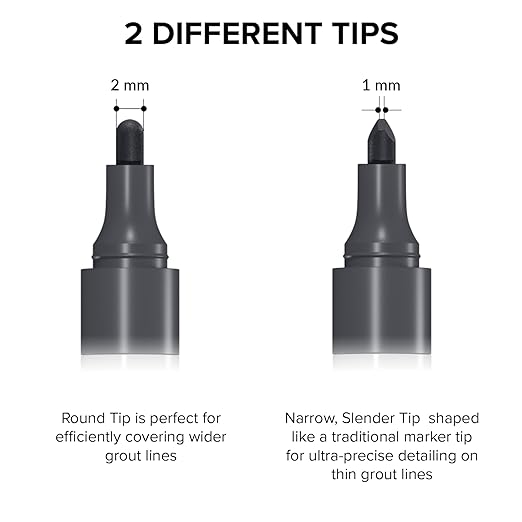 X-Protector Water Based Grout Marker - 2 PCS with 8 Tips, Dark Gray