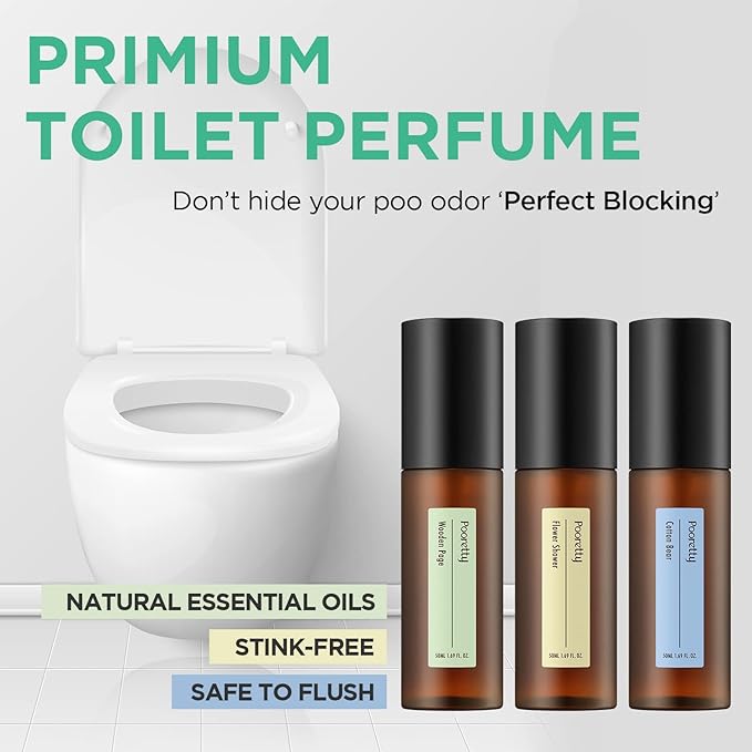 Pre-Poop Aromatic Bathroom Toilet Spray, Potty Deodorizer, Neutralize Bad Odors (1.69 fl.oz.) - Soft Cotton & Baby Powder Scent