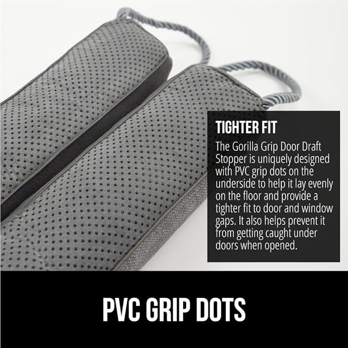 GORILLA GRIP Door Draft Stopper for Bottom of Doors, Weather Stripping Seal Blocks Hot Air, Noise, Bugs, Keeps Cold AC in, Sound Proofing Easy Install Gap Filler, Home Essentials, 34 Inch, Slate Gray