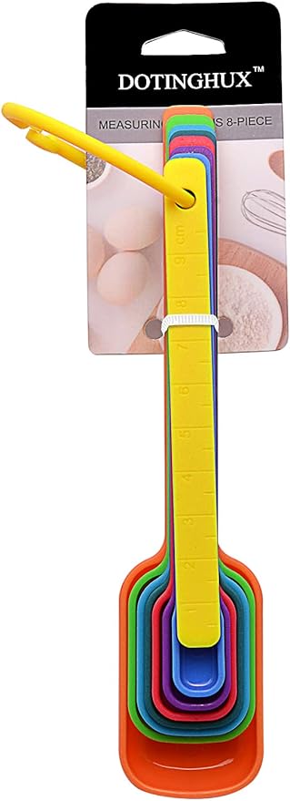 Plastic Measuring Spoons 8-Piece,Assorted Colors