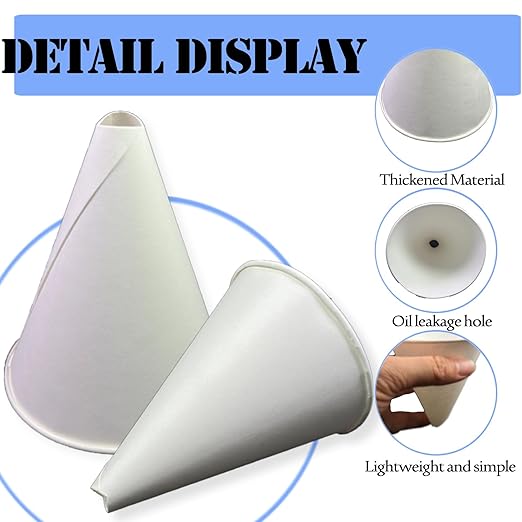100 Pcs Paper funnels for Motor Oil 6oz Disposable Engine Oil Funnels Paper Funnel for Dispensers Kitchen Filling Bottle Disposable Funnel Paper Funnels Paper Oil Funnels