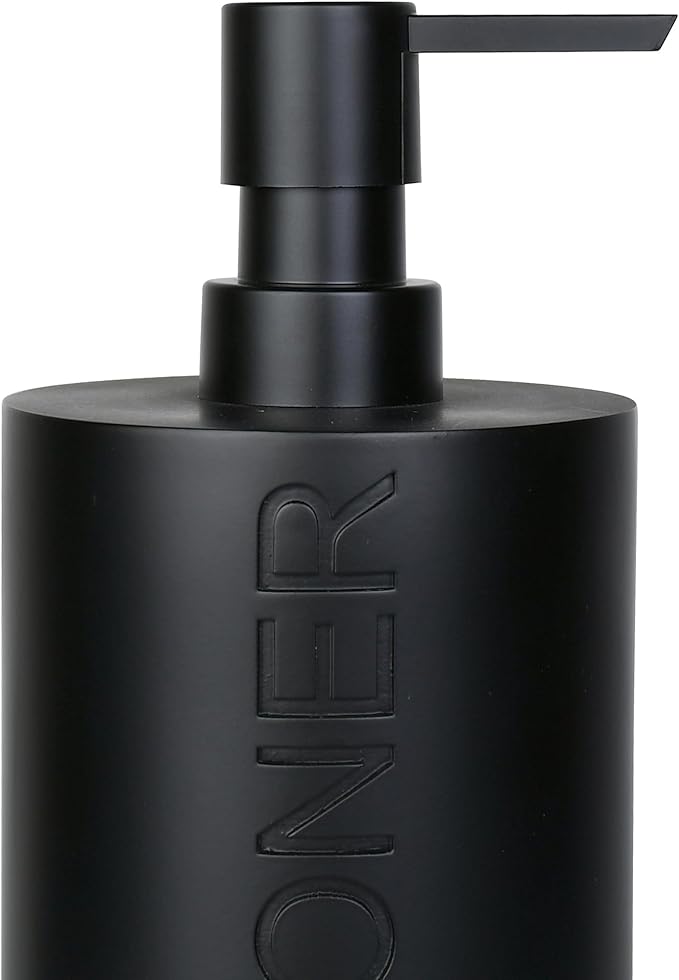 Matte Black Conditioner Dispenser Luxurious Refillable Pump Bottle with Black Resin Pump and Embossed Text, Durable Design for Bathroom and Shower