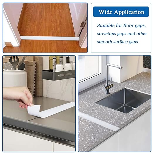 Floor Transition Strip Self Adhesive Floor Cover Strips Laminate 1.57" Wide Vinyl Flat Divider Transitions (4cm, 10Ft, White)