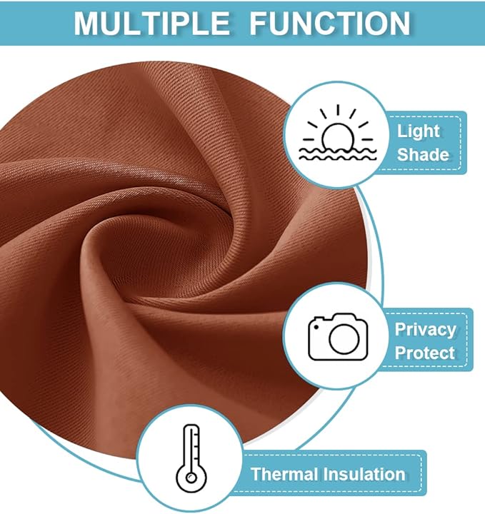 RYB HOME Blackout Curtains for RV Camper Windows, Privacy Thermal Insulating Mini Curtains & Drapes for Bedroom Bathroom Basement Kitchen Door Window Cover, W 42 x L 36 inch, Burnt Orange, 2 Panels