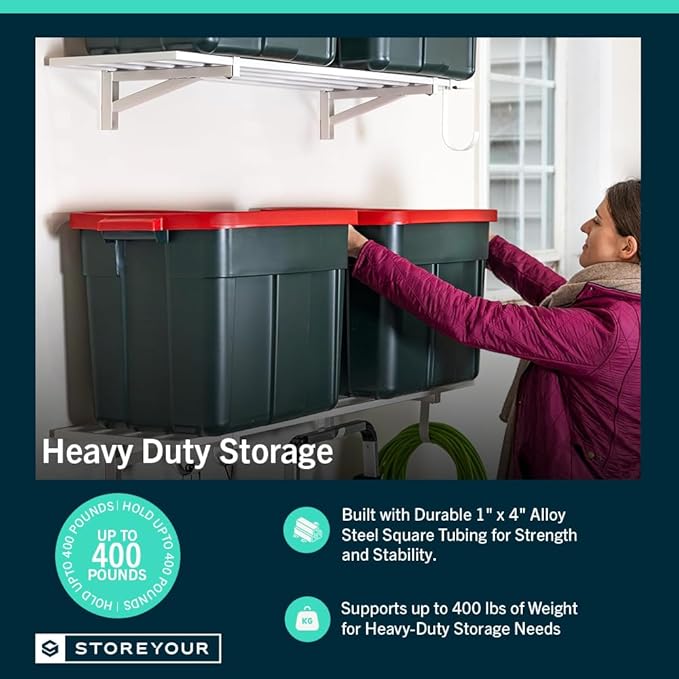 StoreYourBoard 2-Pack Heavy Duty Wall Shelves – Wall-Mounted Garage Storage Shelving and Organization for Sheds, Closets, or Utility Rooms – Holds 200 lbs, 1ft x 4ft, White