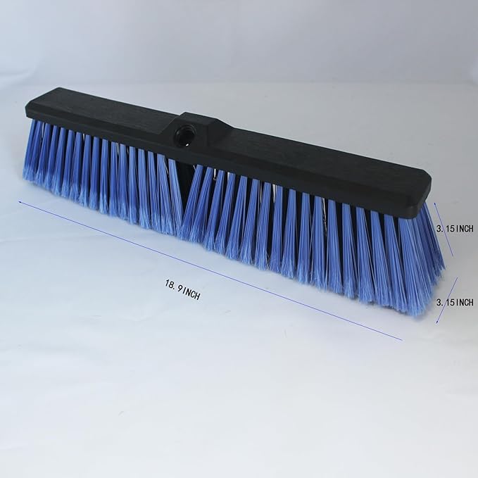 3PCS Push Broom Head Outdoor Large Stiff Bristle Broom Head - Excellent Cleaning Performance - Easy Installation Broom Head(Blue, 18 inches)