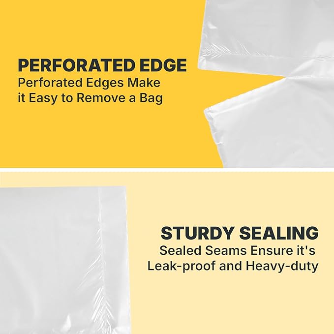 7-10 Gallon Trash Bags, 8 Micron High Density Garbage Can Liners Bulk, 24" x 24", Natural Clear, 1000 Count