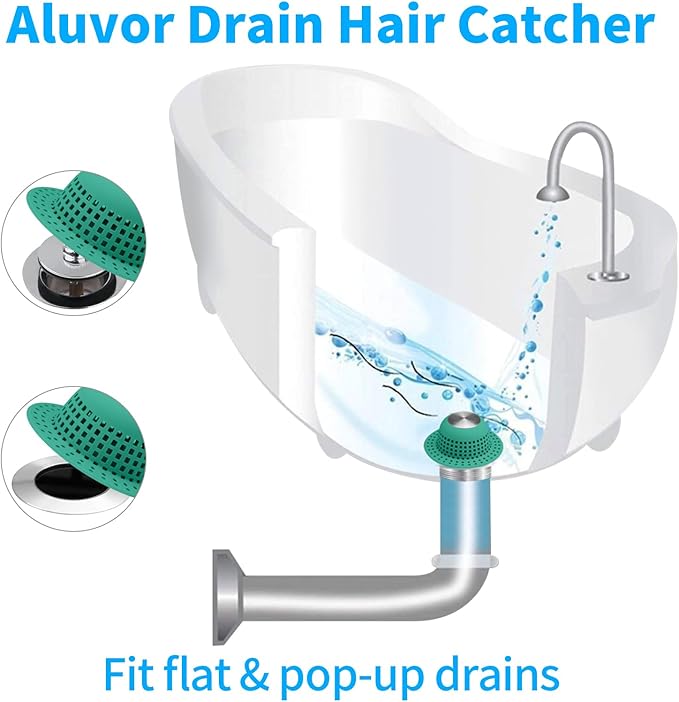 Shower Drain Hair Catcher, Bathtub Drain Cover Foldable Silicone Shower & Tub Protector for Pop-Up & Regular Drains