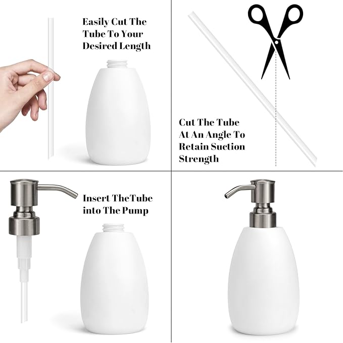 Soap Dispenser Pump Replacement 304 Stainless Steel for Regular Mouth Bottle for Standard 28/400 Thread Size Kitchen Bathroom Lotion Refill Dispenser 2 Pack(Brushed Nickel)