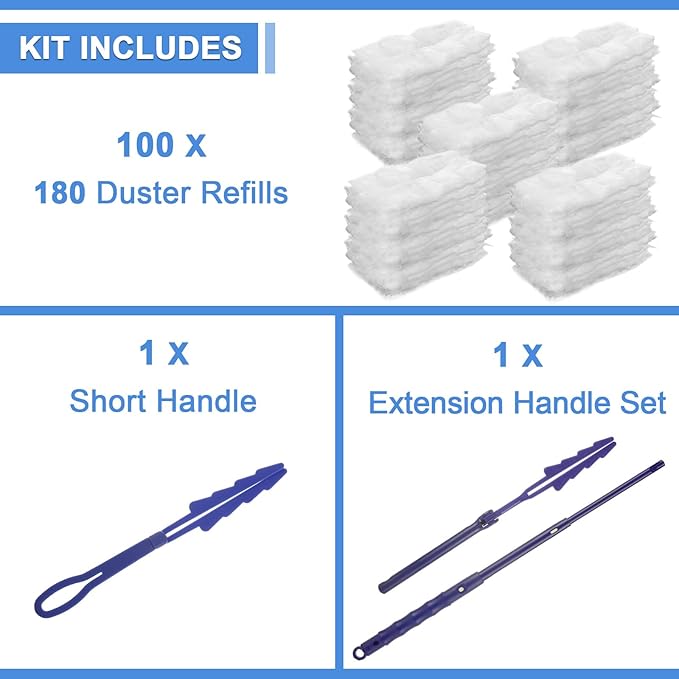 JMIATRY 100PCS Disposable Duster Refills for Swiffer Heavy Duty Duster Refills 180° Duster Refill Bulk Duster Pads with Extendable Handle Disposable Dusters for Cleaning Home Office Blinds Ceiling