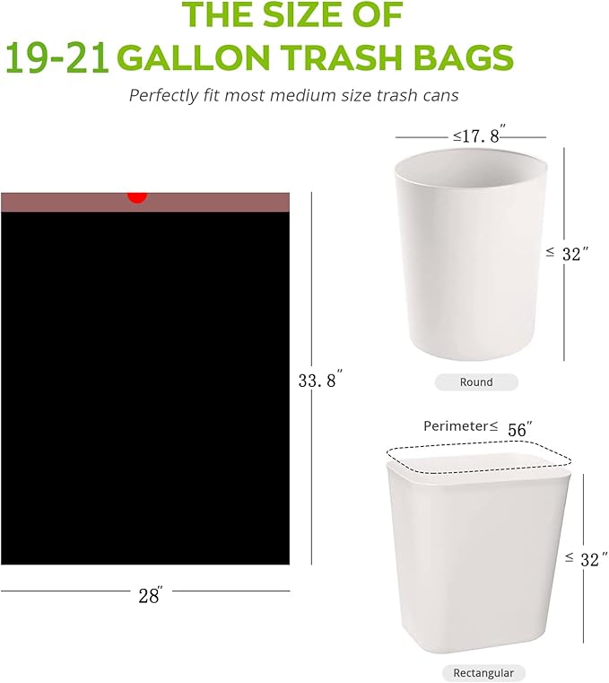 Large Black Trash Bags 20-21 Gallon Drawstring Garbage Bags,Measuring 28x 33.8 inches,Heavy Duty Plastic Garbage Bags for Household Kitchen Office Restaurant Thickened Stretchy (60 Count)