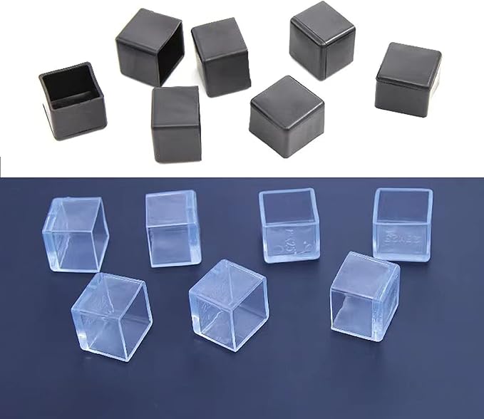16 Pcs Transparent Square Anti-Slip Rubber Leg Tips Chair Leg Caps Furniture Floor Protectors Chair Table Bar Stool Leg Covers Furniture Leg Cube Feet 1.18 Inch x 1.18 Inch (30 x 30mm)