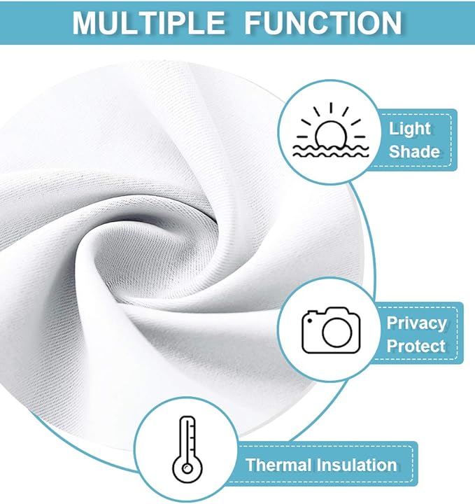RYB HOME Short Curtains 45 inch 2 Panels Set, Room Darkening Small Window Drapes Thermal Insulated Cafe Curtains for Kitchen Dorm Transit Van, W 29 x L 45 inch, Pure White