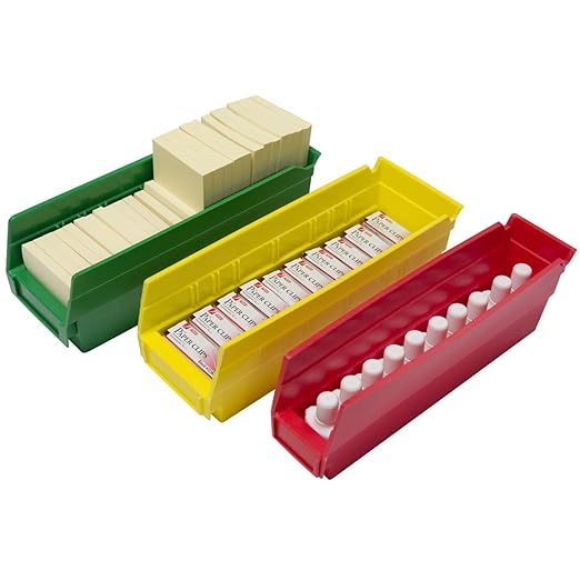 Akro-Mils 30120 Plastic Shelf Bins, Heavy Duty Storage Bins for Garage, Closet, and Drawer Organization, 12-Inch x 4-Inch x 4-Inch, Green, 24-Pack