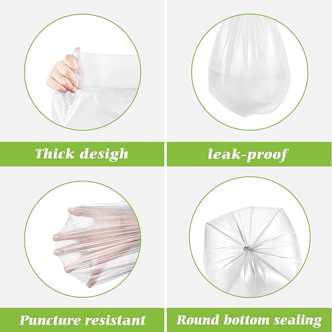 Teivio 3 Gallon 150 Counts Strong Trash Bags Garbage Bags, Bathroom Trash Can Bin Liners, Small Plastic Bags for Home Office Kitchen Kitchen, Clear