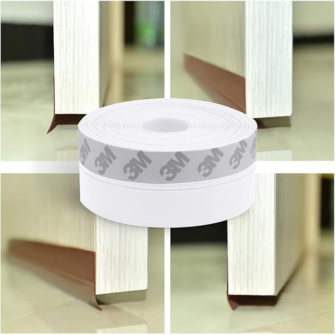 TAROSE Weather Stripping, 16.5 Feet Silicone Door Seal Strip, White, 35mm