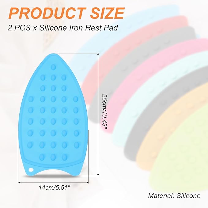 PATIKIL Silicone Iron Rest Pad, 2 Pcs Multipurpose Hot Heat Resistant Iron Rest Plate Protective Pad for Ironing Board Hot Resistant Steamer Steam Compact Mat, Blue