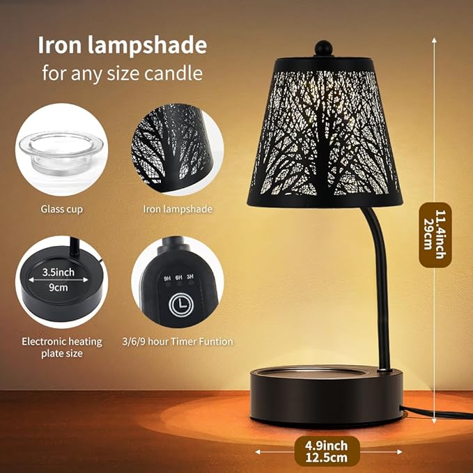 Black Tree ﻿Candle Warmer Lamp, LED Colors Changing Candle Warmer with Timer, Bedroom Living Room Home Decor Wax Melting Warmer for Jar Candles (Black Tree)