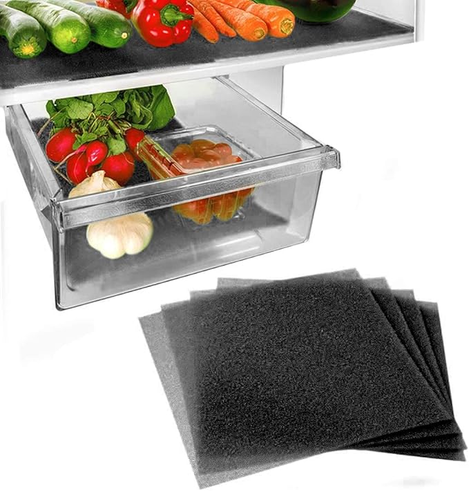Dualplex® Fruit & Veggie Life Extender Liner for Fridge Refrigerator Drawers, 12x15 Inches (4 Pack) – Extends The Life of Your Produce & Prevents Spoilage (Black)