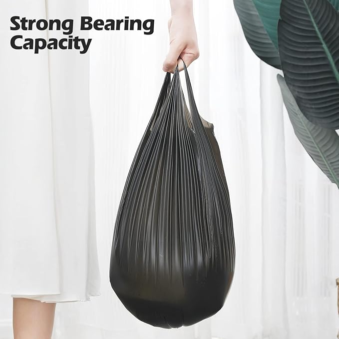 2-4 Gallon Portable Trash Bags,120 Counts Thicken portable Small Garbage Bags for Office, Kitchen,Bedroom Trash Can,Strong Trash Bags（Black）