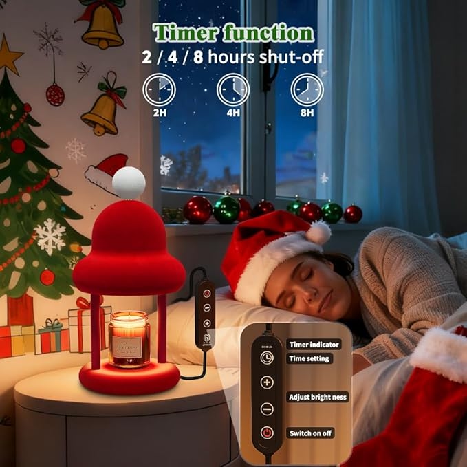 Fuzzy Candle Warmer Lamp with Timer, Dimmable Wax Warmer Lamp, Candle Melter Lamp for Jar Candles, Christmas Birthday Gifts for Mom Women