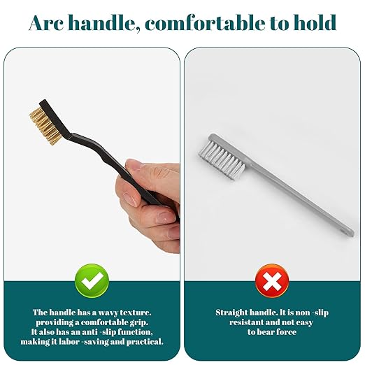80 Pcs Mini Wire Brush Brass Brush Set, Curved Handle Masonry Brush Wire Brush for Cleaning Welding Slag and Rust