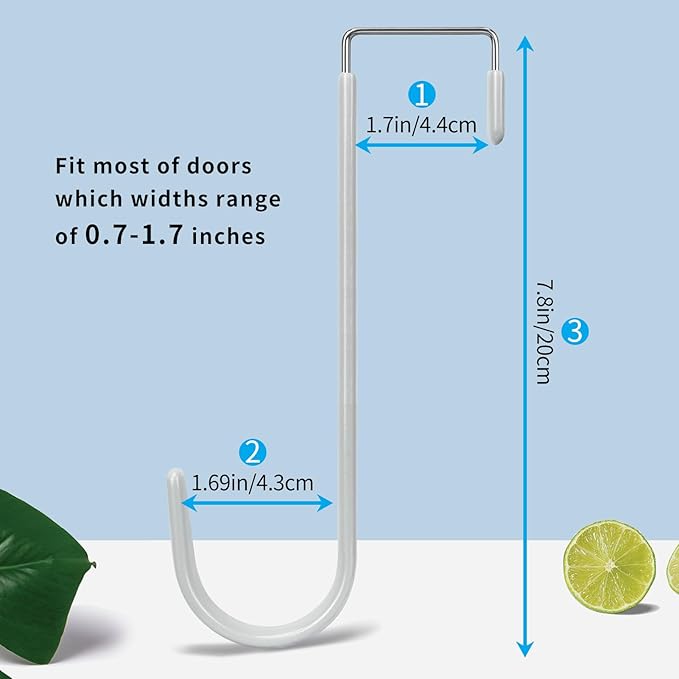 FYY Over The Door Hooks - 4 Pack Upgraded Long Door Hangers Hooks with Rubber Prevent Scratches Heavy Duty Organizer Hooks for Hanging Clothes, Towels, Hats, Coats, Bags Sliver