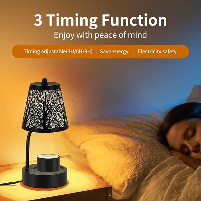 Black Tree ﻿Candle Warmer Lamp, LED Colors Changing Candle Warmer with Timer, Bedroom Living Room Home Decor Wax Melting Warmer for Jar Candles (Black Tree)