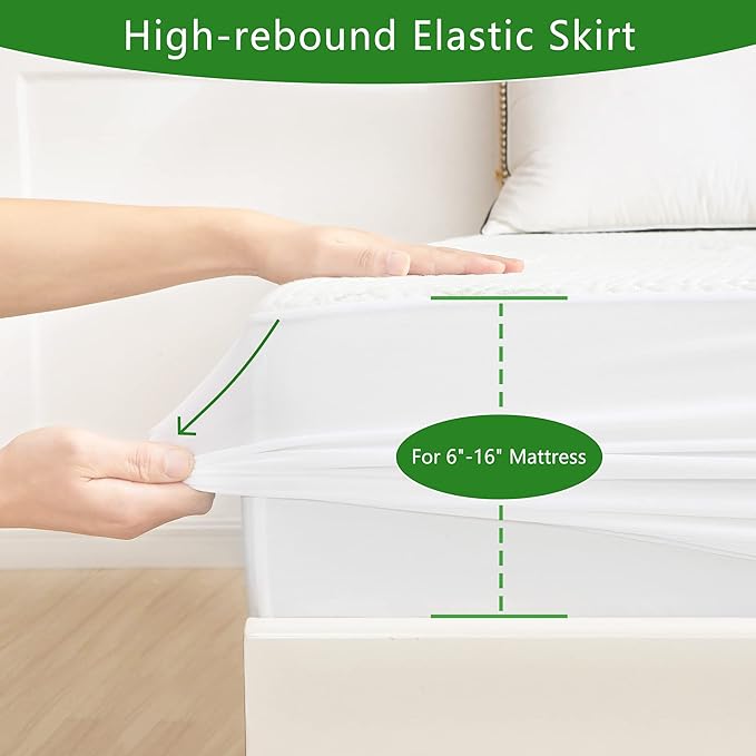 GOONIK Full Size Mattress Protector with 4 Straps, Waterproof Full Size Mattress Pad Cover with 6-16 inches Deep Pocket