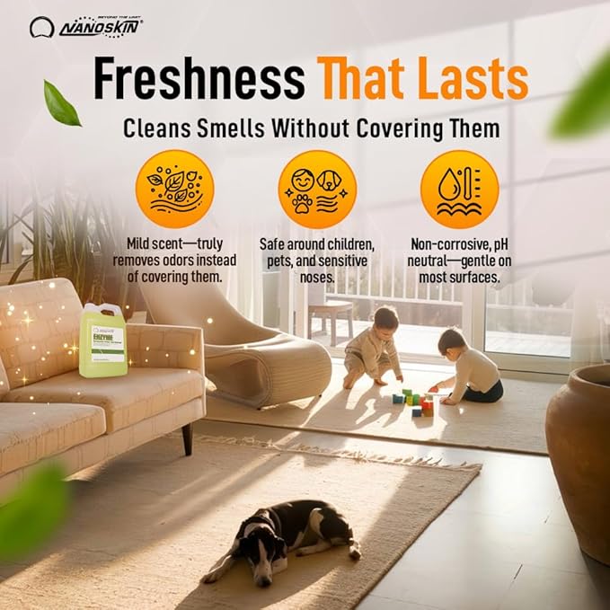 Nanoskin ENZYME Multi-Purpose Cleaner & Odor Eliminator 5 Gallon - Removes Complex Organic Stains, Dirt, Grease, and Grime from Multi Surfaces | For Automotive, Floor, Kitchen, Bathroom, Plumbing