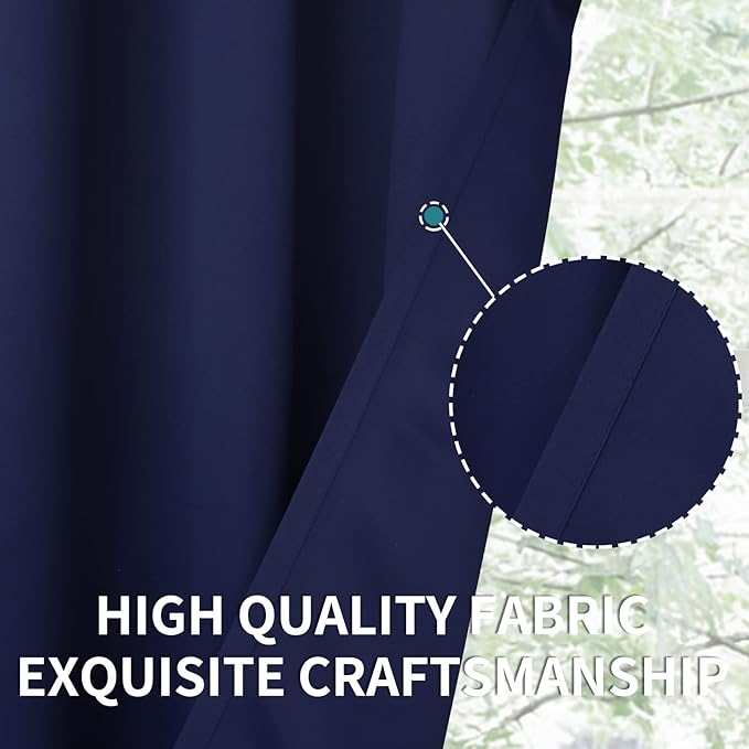 BGment Rod Pocket Blackout Curtains 84 Inches Long for Bedroom - Thermal Insulated Room Darkening Drapes with Rod Pocket Privacy for Living Room, 52 x 84 Inch, 2 Panels, Navy Blue