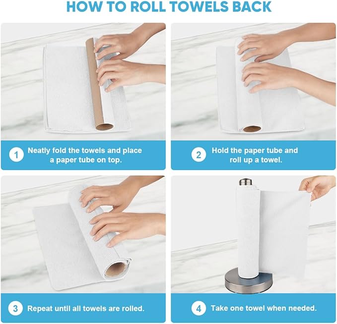 AIDEA Microfiber Cleaning Cloth White, Shop Rags 330 Sheets(6 Roll), Towels for Cars, Tear Away Reusable Paper Towels, Kitchen Towels Cleaning Rags for Automotive, Mechanic, Workshops, House, 11×9"
